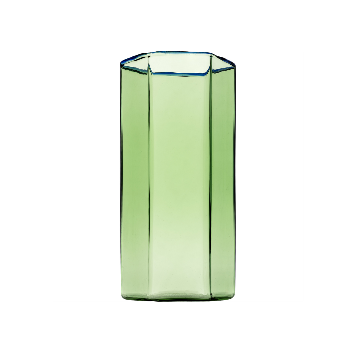 Hampton Hexagon Highball, Green with Blue Rim