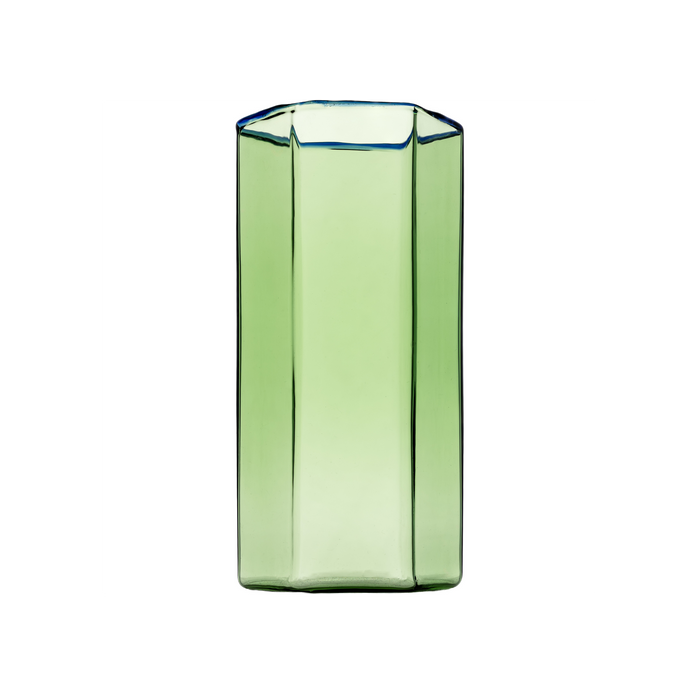 Hampton Hexagon Highball, Green with Blue Rim