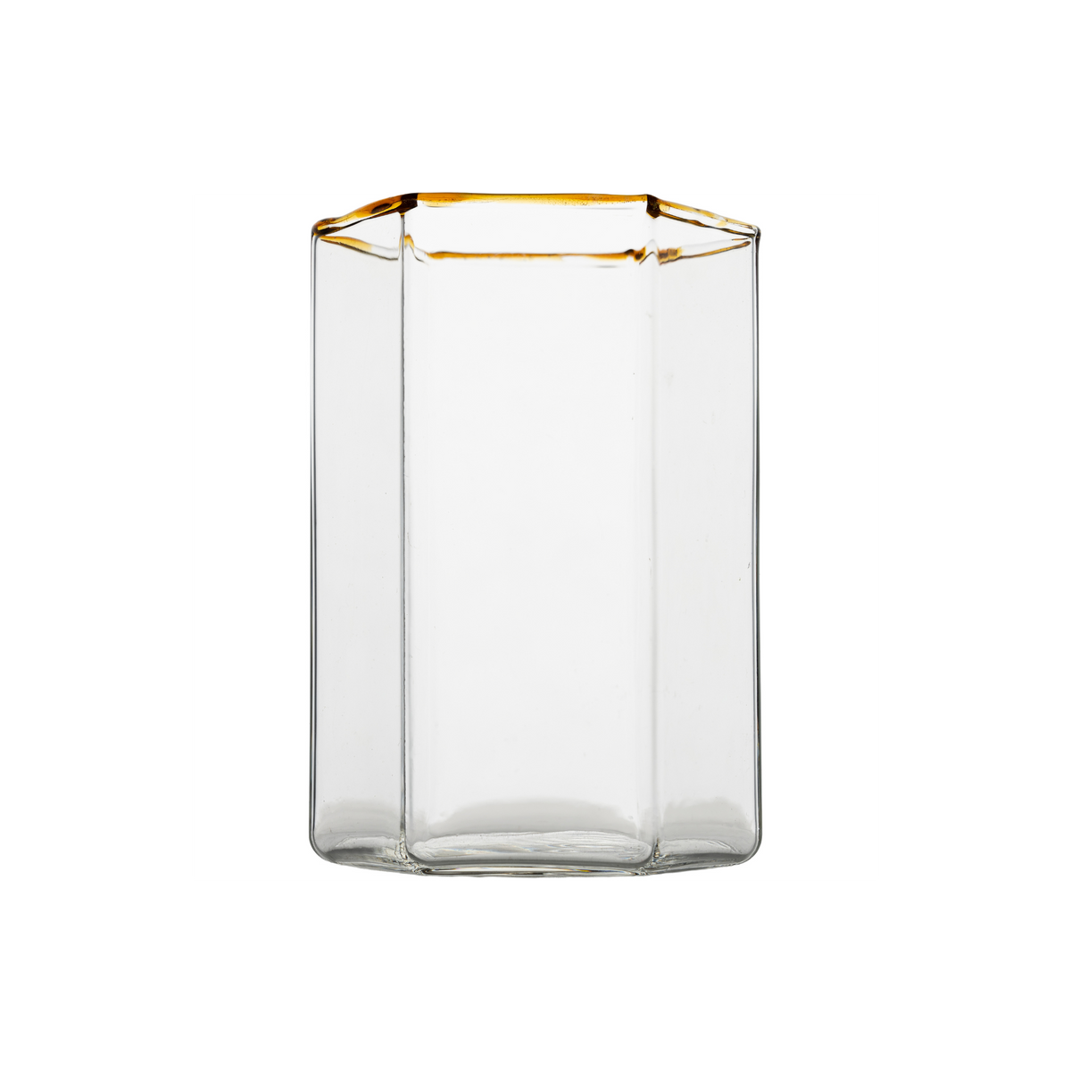 Hampton Hexagon Tumbler, Clear with Amber Rim
