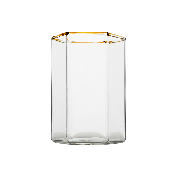 Hampton Hexagon Tumbler, Clear with Amber Rim