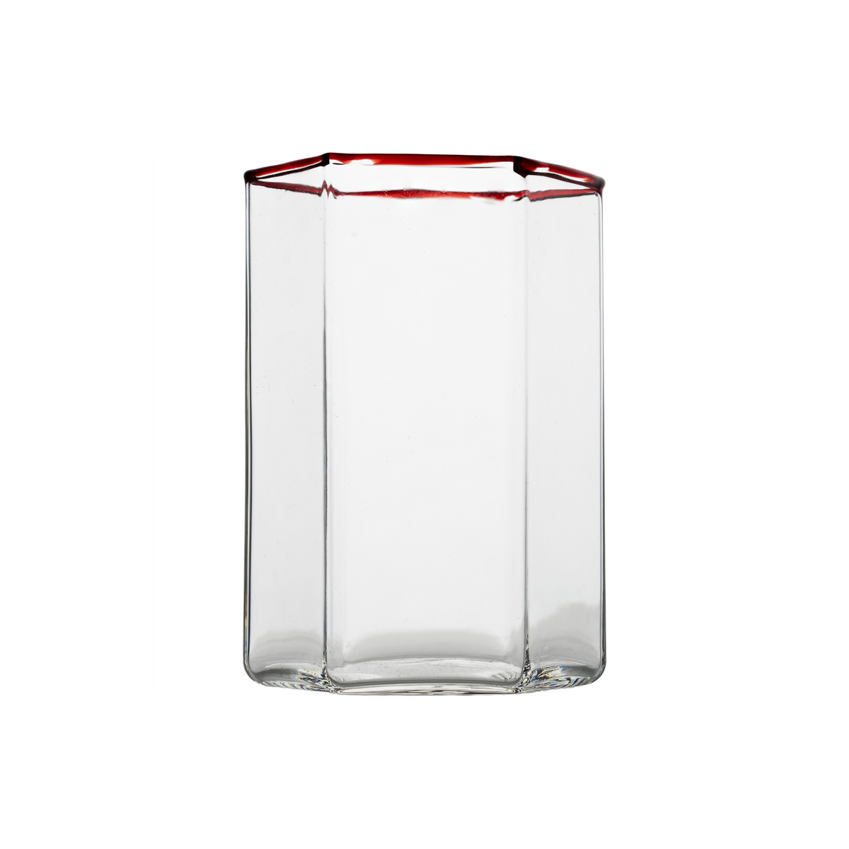 Hampton Hexagon Tumbler, Clear with Red Rim