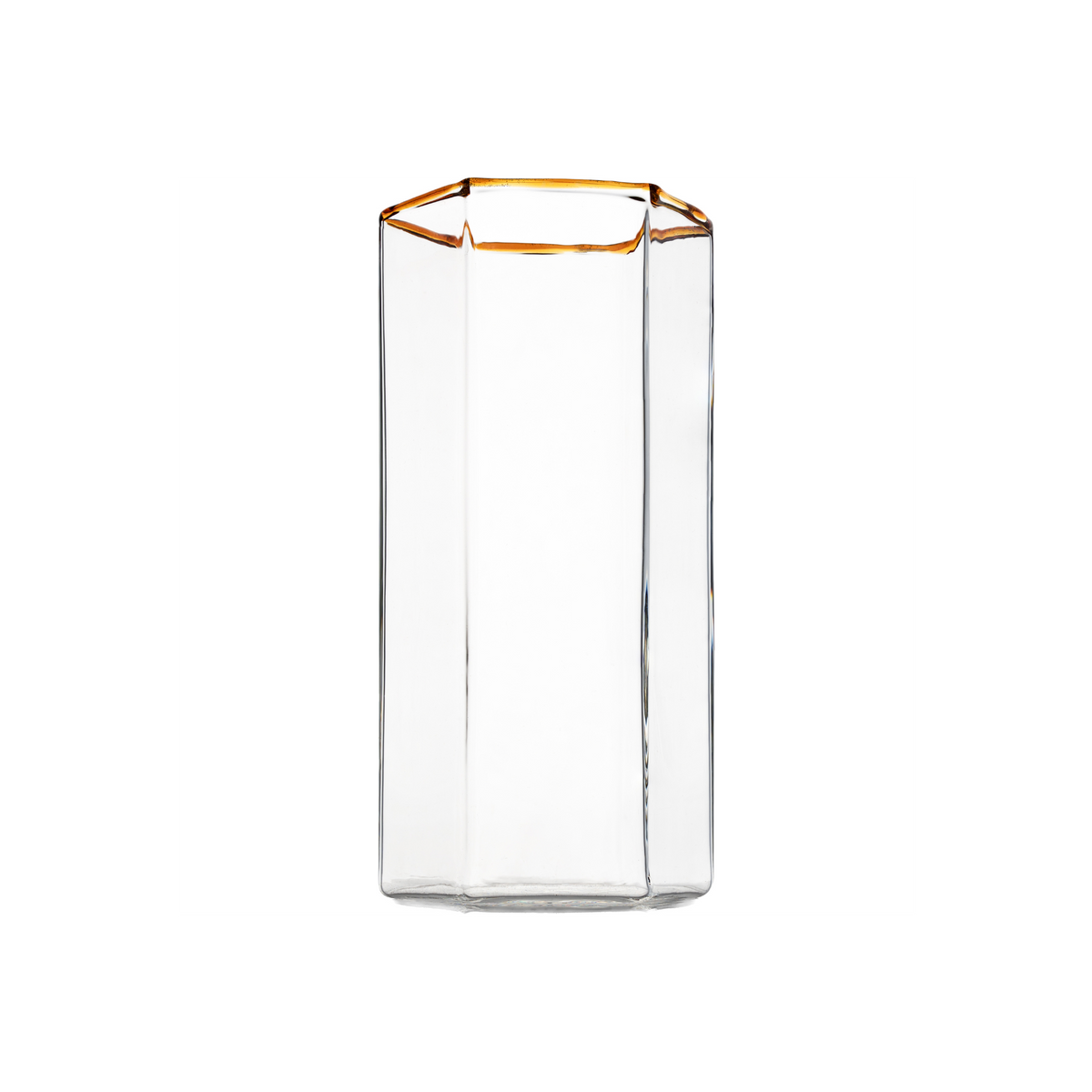Hampton Hexagon Highball, Clear with Amber Rim