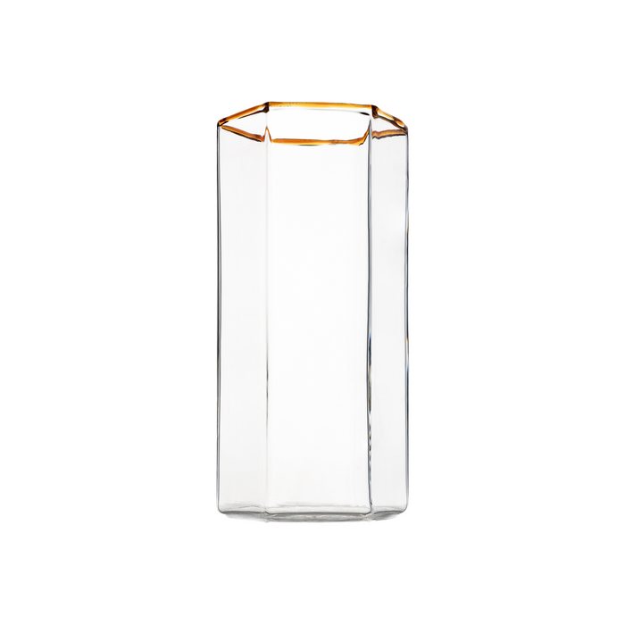 Hampton Hexagon Highball, Clear with Amber Rim