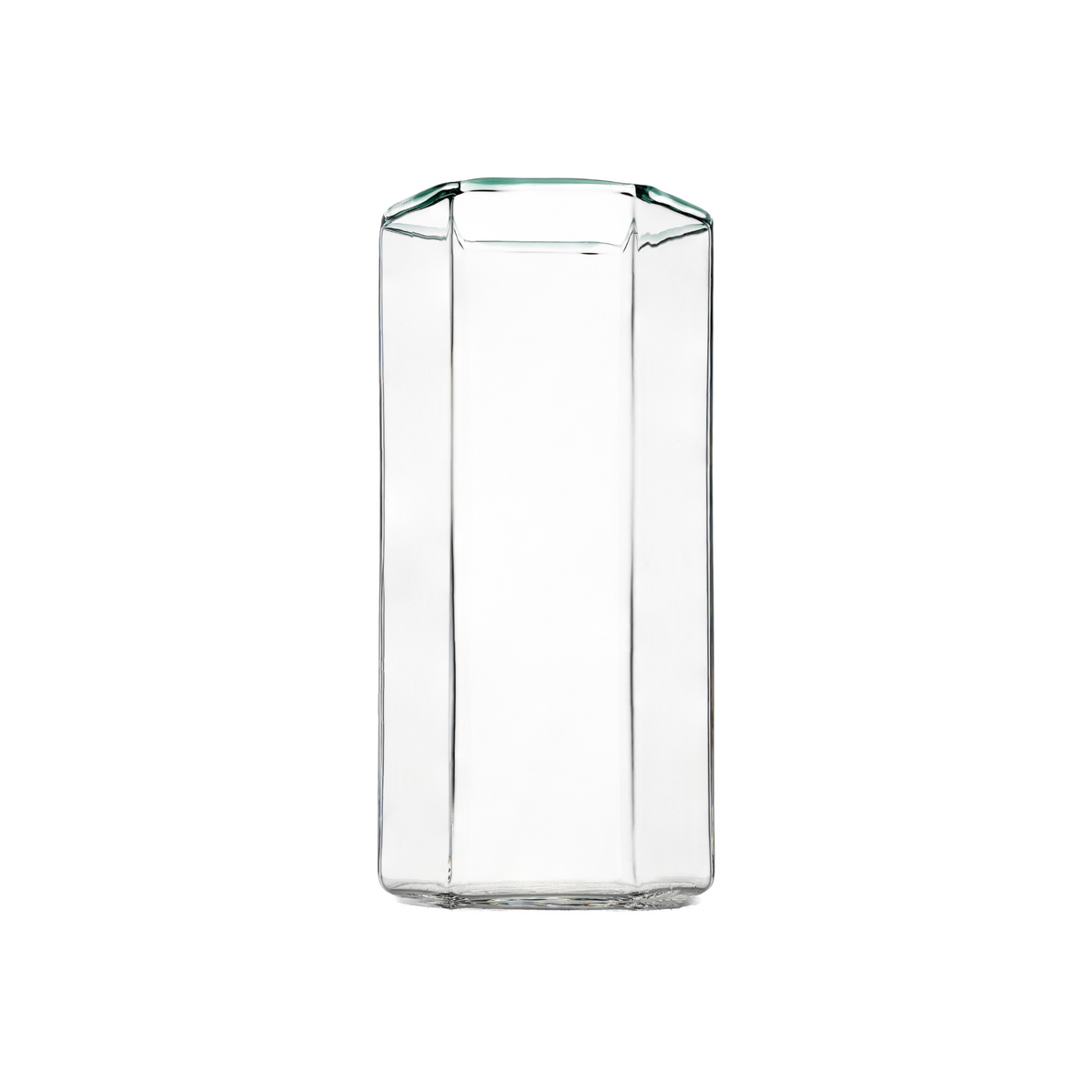 Hampton Hexagon Highball, Clear with Green Rim