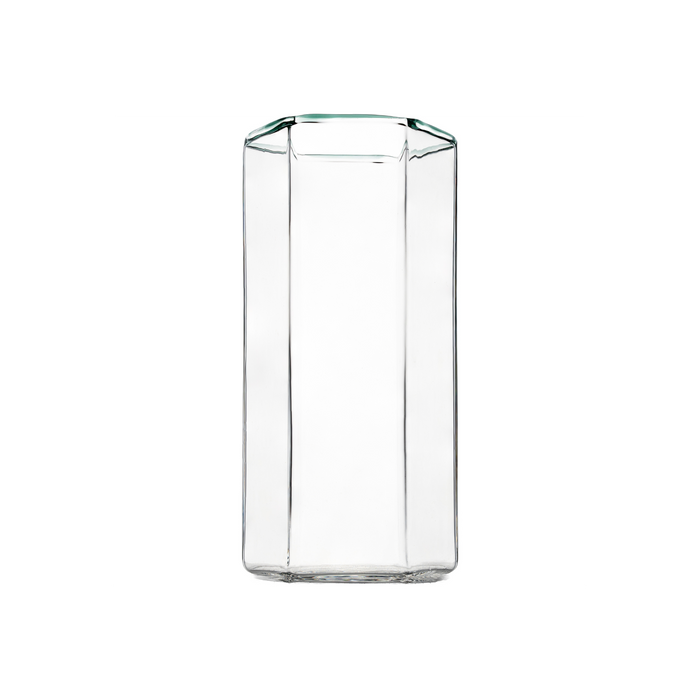 Hampton Hexagon Highball, Clear with Green Rim