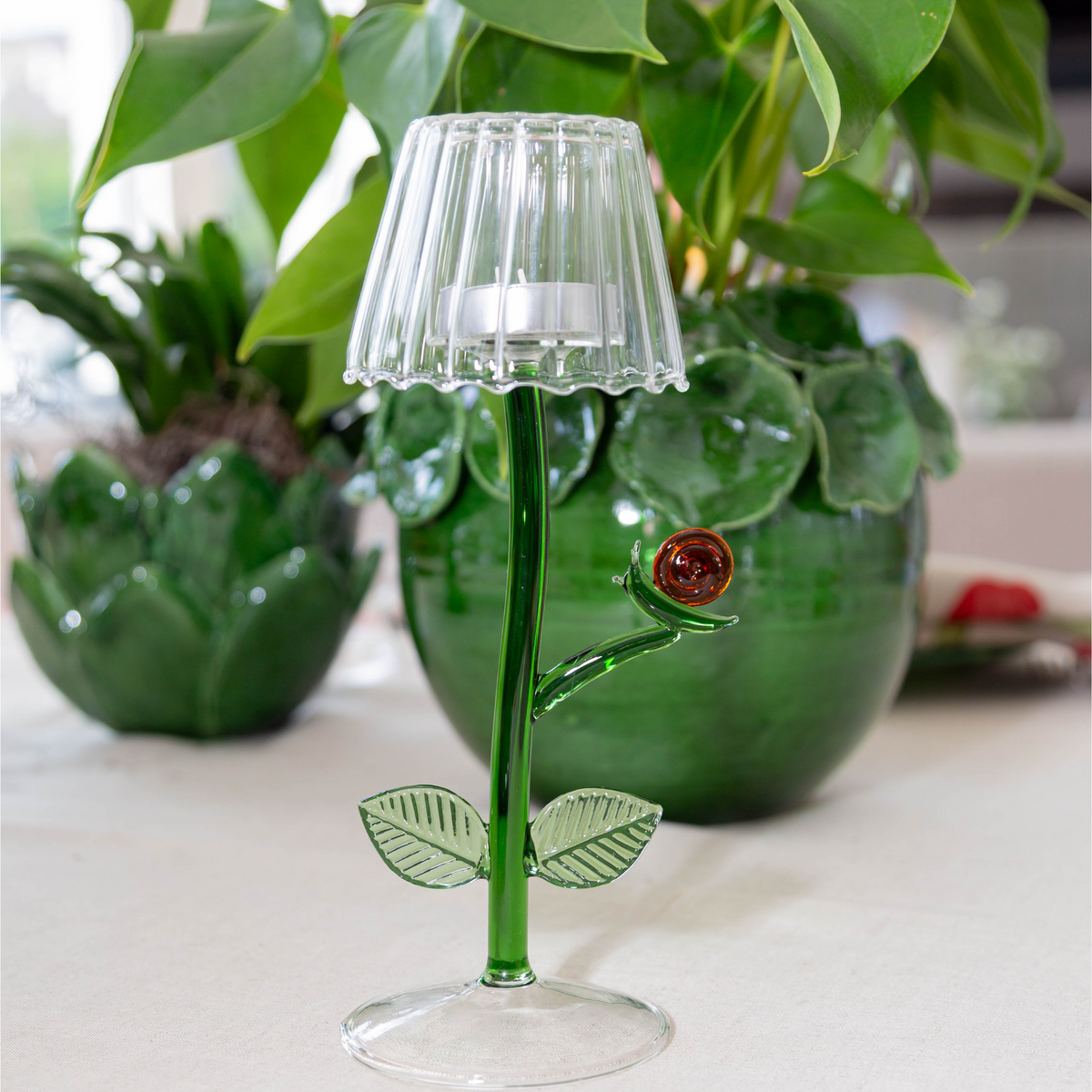 Firefly Tealight with Snail & Leaves