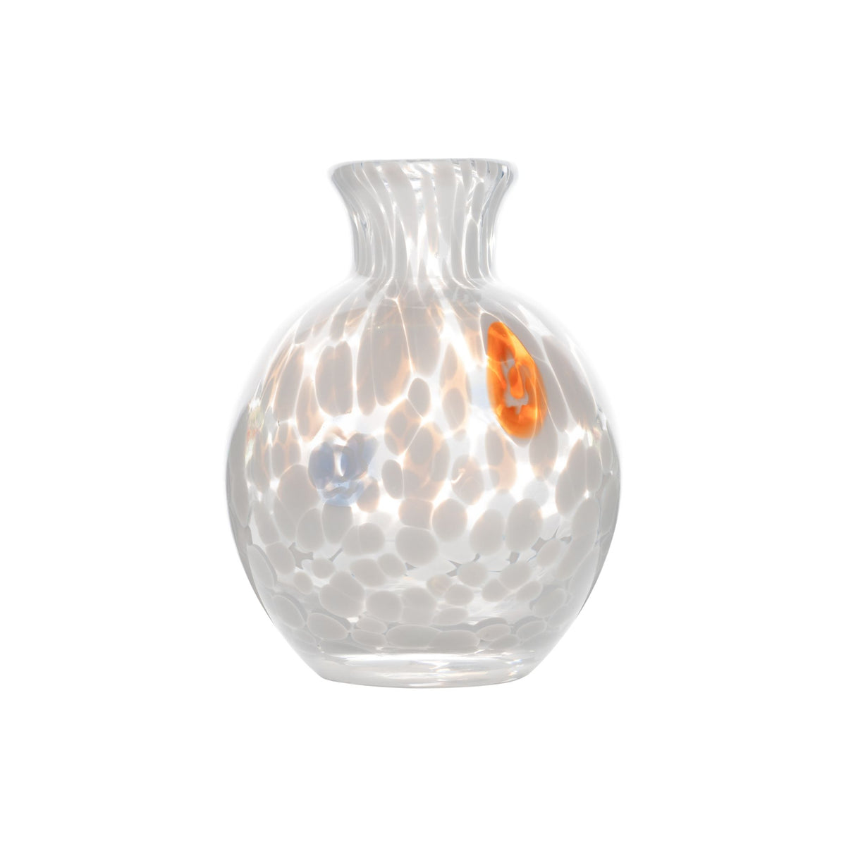 Bud Vase, Clear W/ White Dots/ Mille Flowers