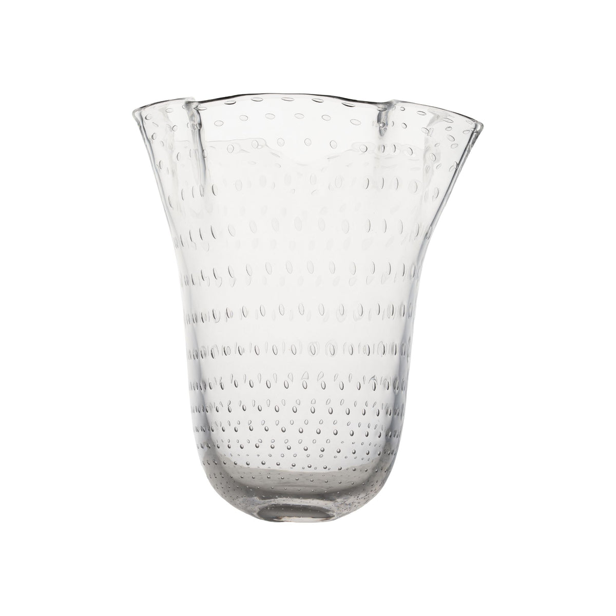 Clear Seeded Ruffle Vase, Small