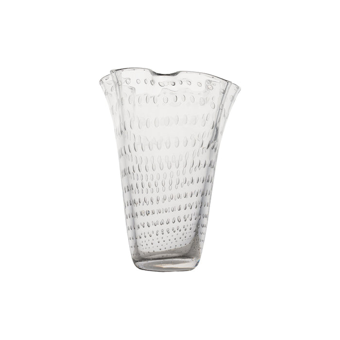 Clear Seeded Ruffle Vase, Small