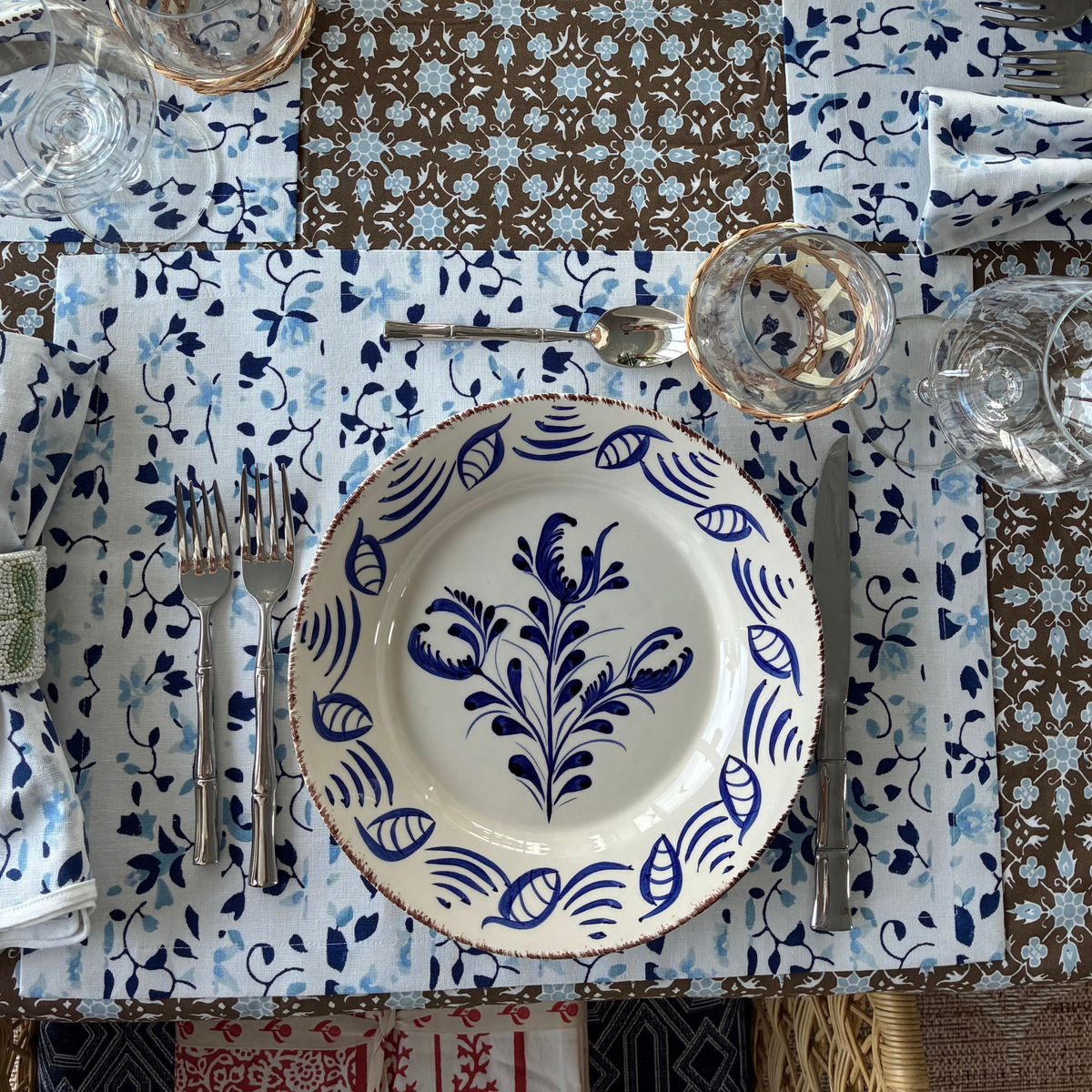 Casa Nuno Dinner Plate Group, Blue/White, Assorted Set/10
