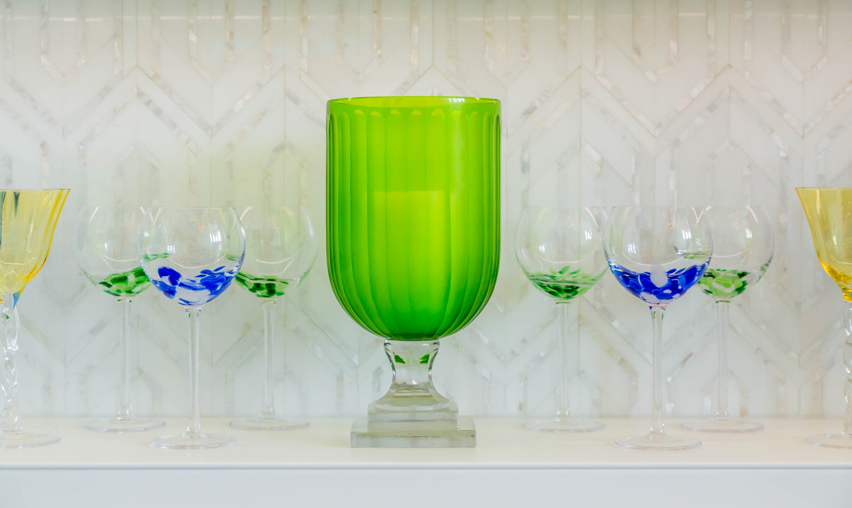 Fiesta Stemmed Wine/Water Glass, Green/White