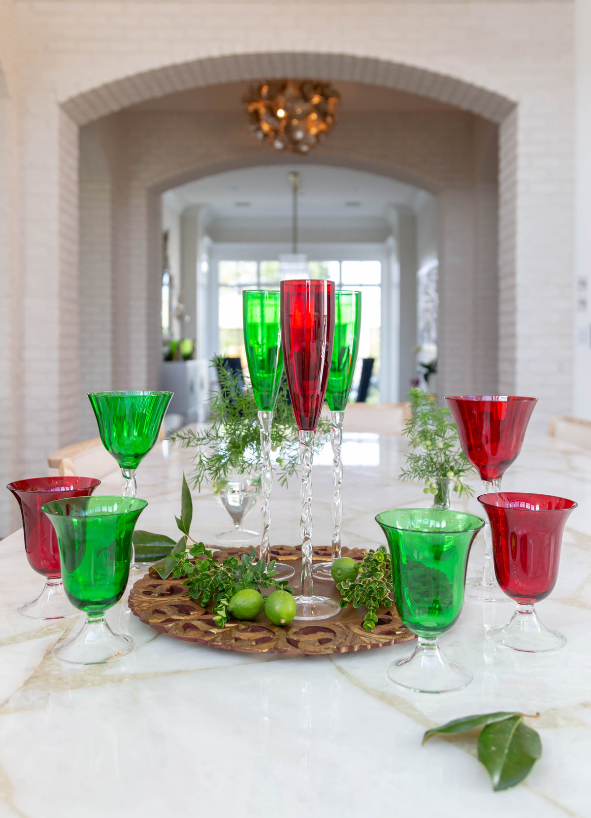 Adriana Champagne Glass, Emerald Green