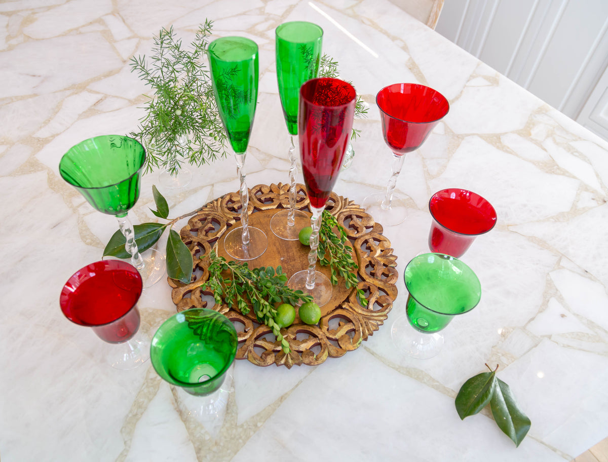 Adriana Champagne Glass, Emerald Green