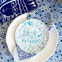 Taverna Speckled Dinner Plate, Turquoise/White