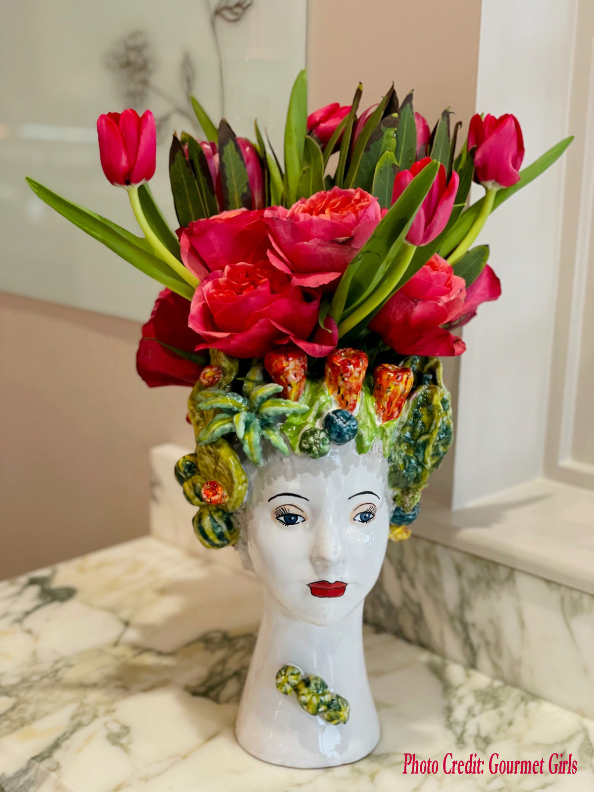 Ceramic Head Vase, Succulent Decor