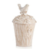 260130 Abigails Wholesale Home Décor Ceramics and Terra Cotta Planters White Ceramic Planter with Bird on Lid Uccello