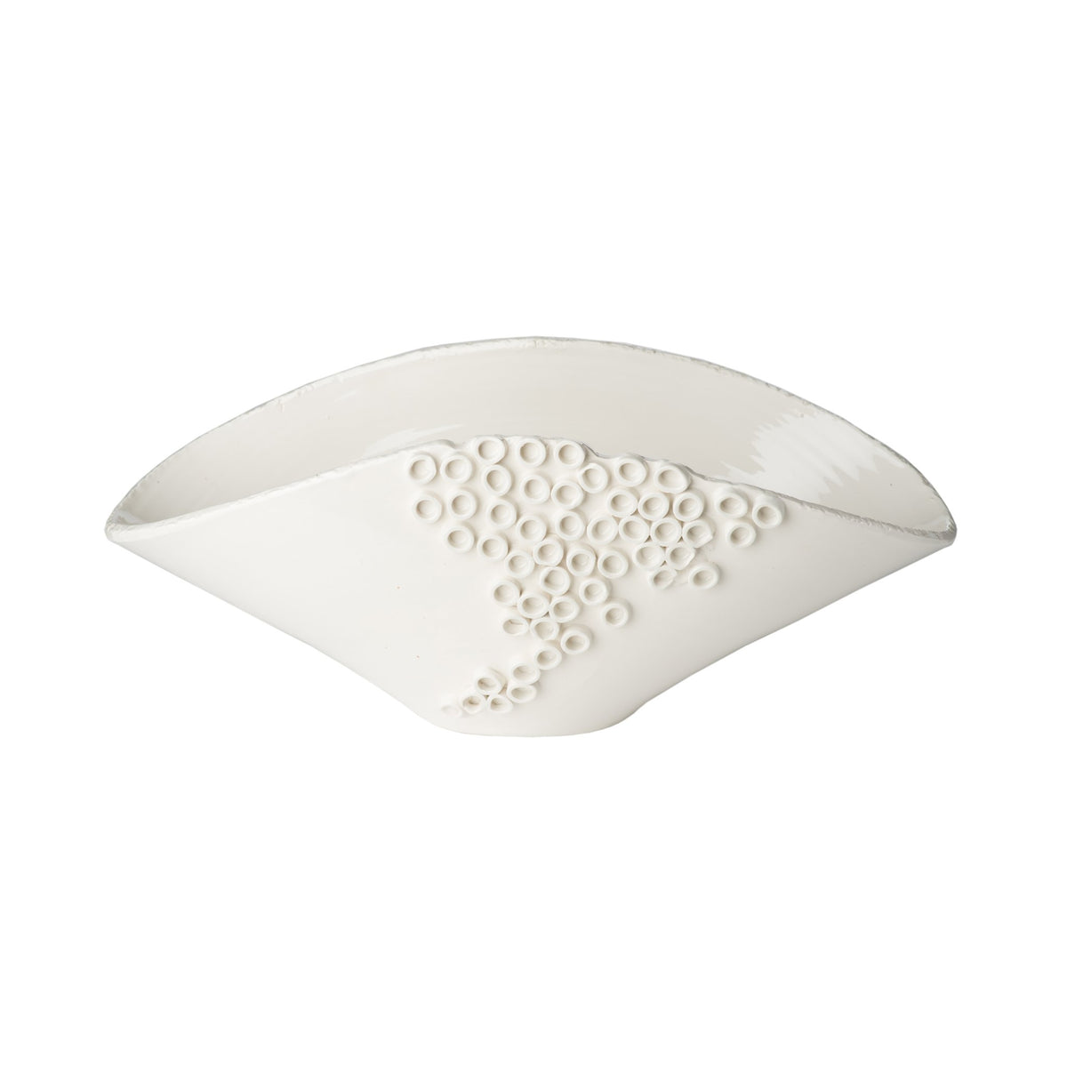260153 Abigails Wholesale Home Décor Ceramics and Terra Cotta Centerpieces Cerchio Oval Centerpiece White Cerchio