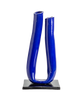 Tulip Vase, Blue with Black Base