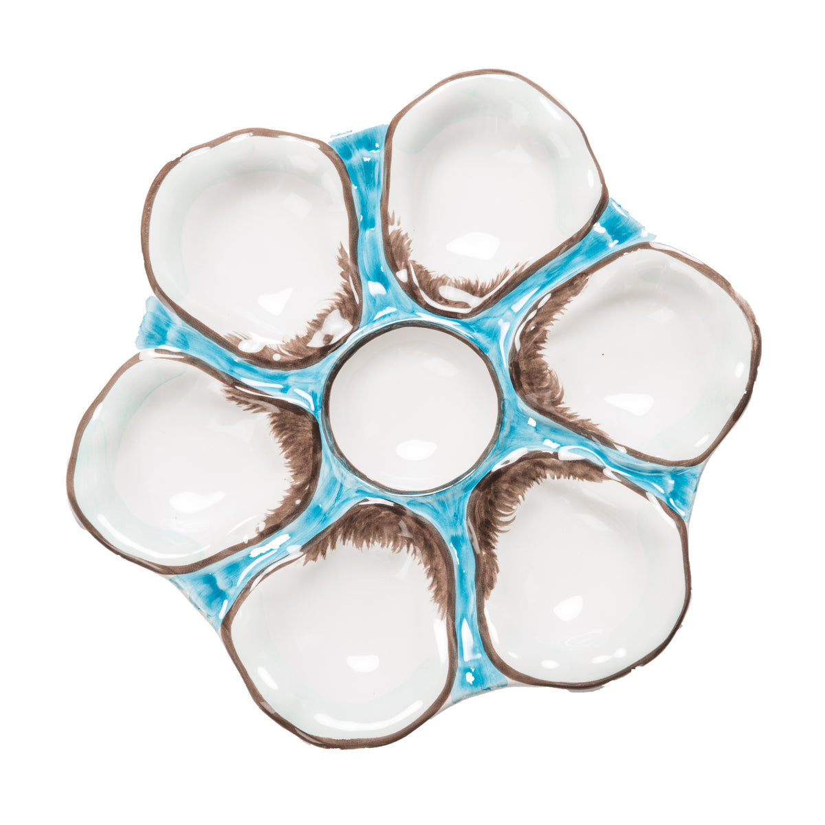 Oyster Plate, Ceramic Round, Turquoise