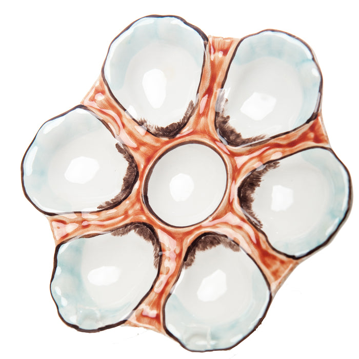 Oyster Plate, Ceramic Round, Salmon, Set of 2