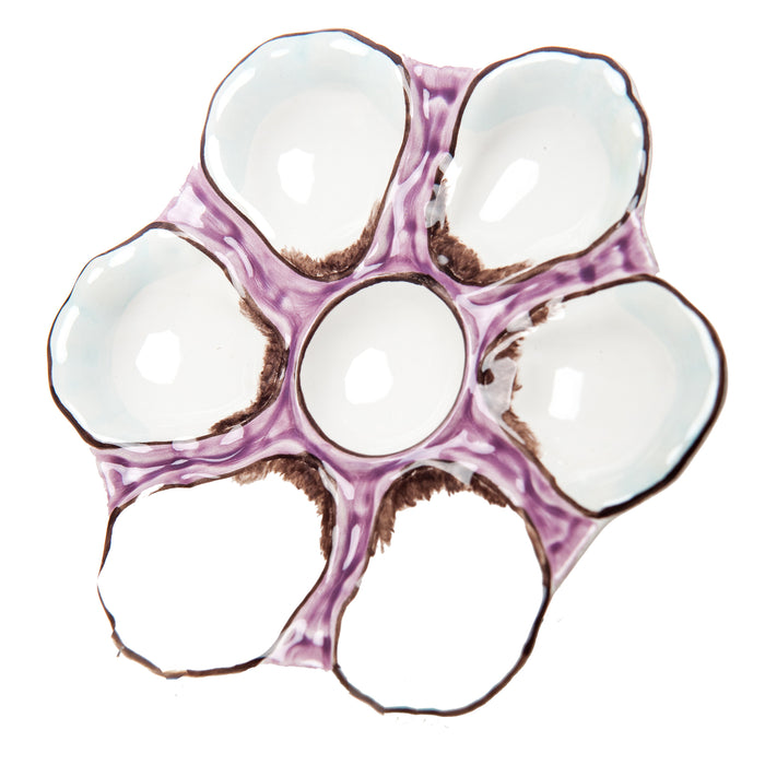 Oyster Plate, Ceramic Round, Lavender, Set of 2