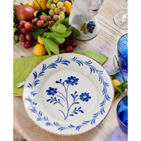 Casa Nuno Blue and White Dinner Plate, Vines, 3 Flowers/Vines