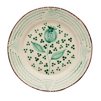 Casa Nuno Green and White Dinner Plate, Pomegranate/Waves