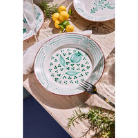 Casa Nuno Green and White Dinner Plate, 3 Flowers/Shells