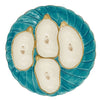 Oyster Plate, Aqua with Gold Detailing