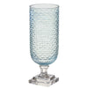 Glass Hurricane, Pale Blue Top w/ Clear Base