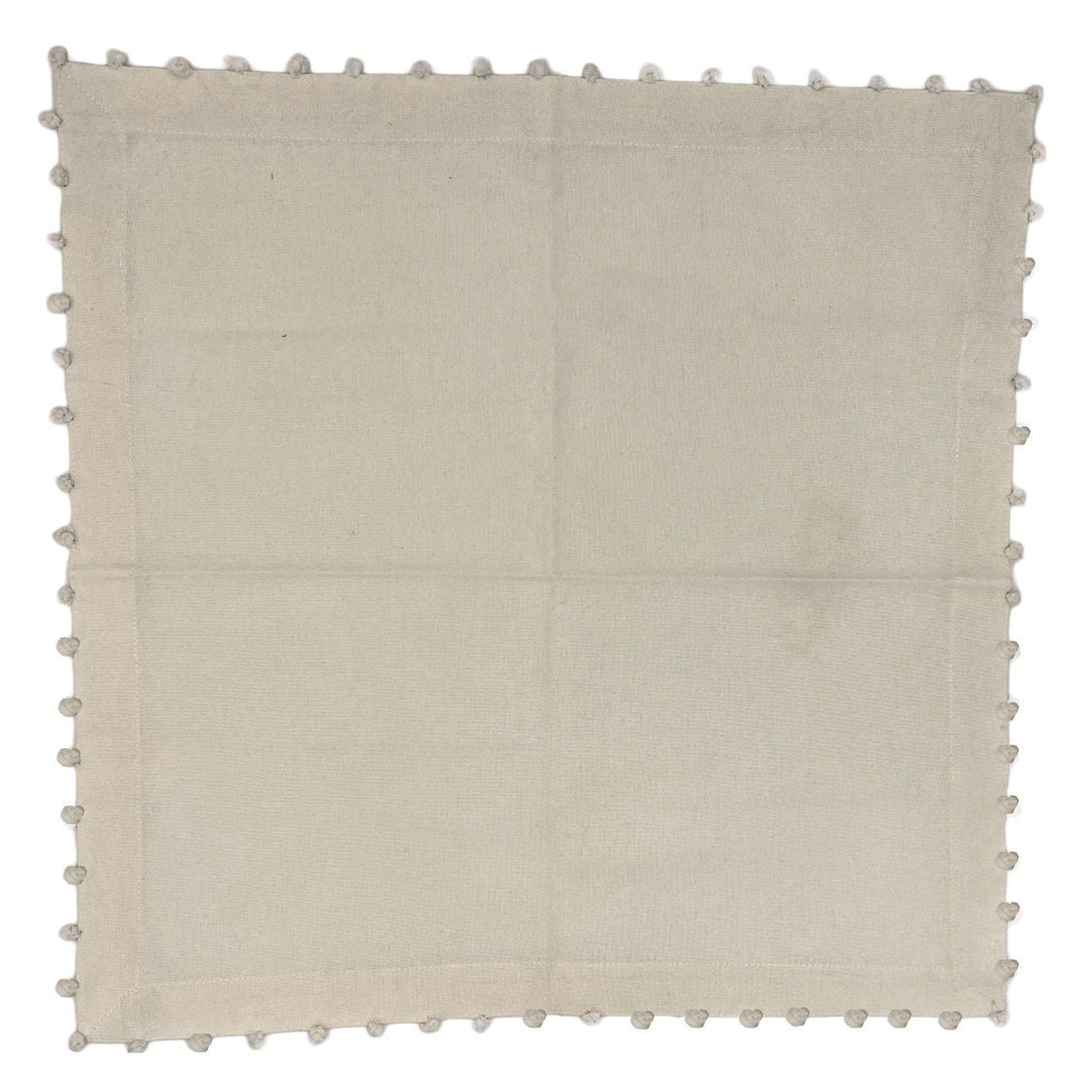 Ivory Cotton Napkin, Pom-Pom Border