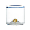 Golden Globe Double Old-Fashioned Glass w/ Blue Trim