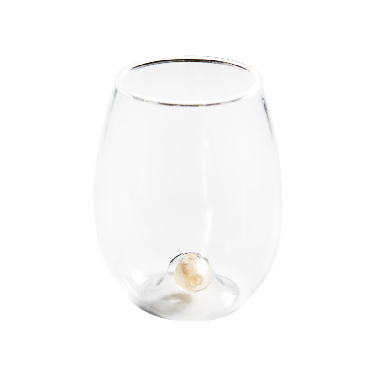 Golden Globe Stemless All-Purpose Wine Glass, Clear