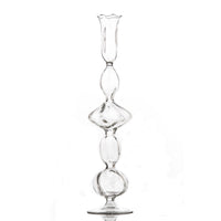 Clear Glass Candlestick with Flat Ball