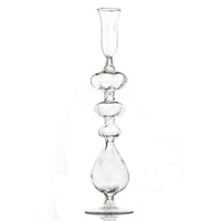 Clear Glass Candlestick, Large Ball at Base