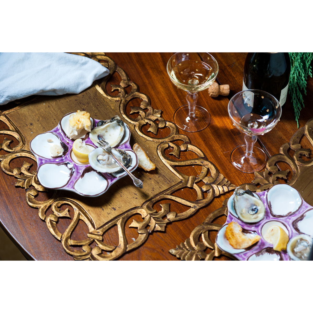 Oyster Plate, Ceramic Round, Lavender