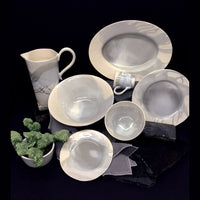 Splash, Ceramic Dessert Plate in Gray and White