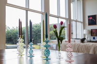 Pink Swirl Glass Candlestick, Medium