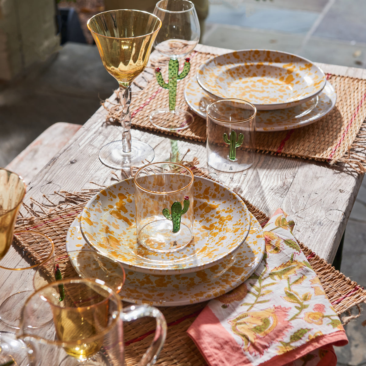 Taverna Speckled Dinner Plate, Yellow/White