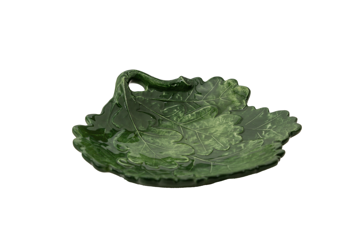 Compagnia Leaf Plate, Green Oak Leaves