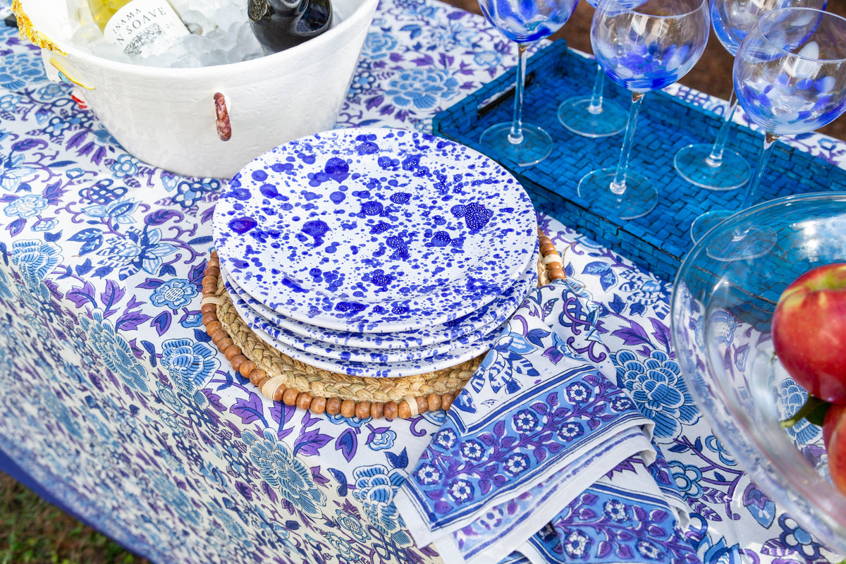 Taverna Speckled Dinner Plate, Cobalt/White