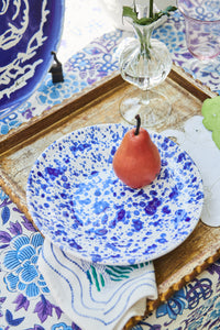 Taverna Speckled Dinner Plate, Cobalt/White